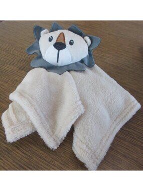 Snuggle Embroidered Lion Head Plush Lovey Security Blanket 15" Square Soft New